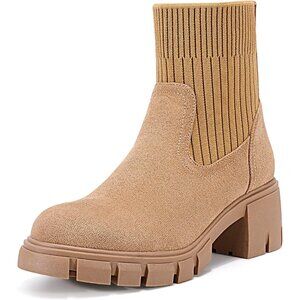 Versatile Khaki Women's Mid Calf Booties with Comfortable Insoles - Chic Look